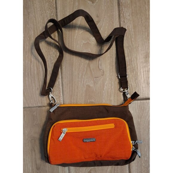 Baggallini Orange Brown Crossbody, Multi Zip Compartment, Adjustable Strap READ - Picture 2 of 6